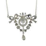 An early 20th century silver paste pendant, with later chain.