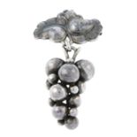 A mid 20th century silver 'Moonlight Grapes' brooch, by Georg Jensen.