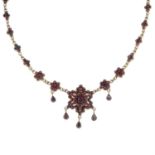 A 'Bohemian garnet' floral necklace.