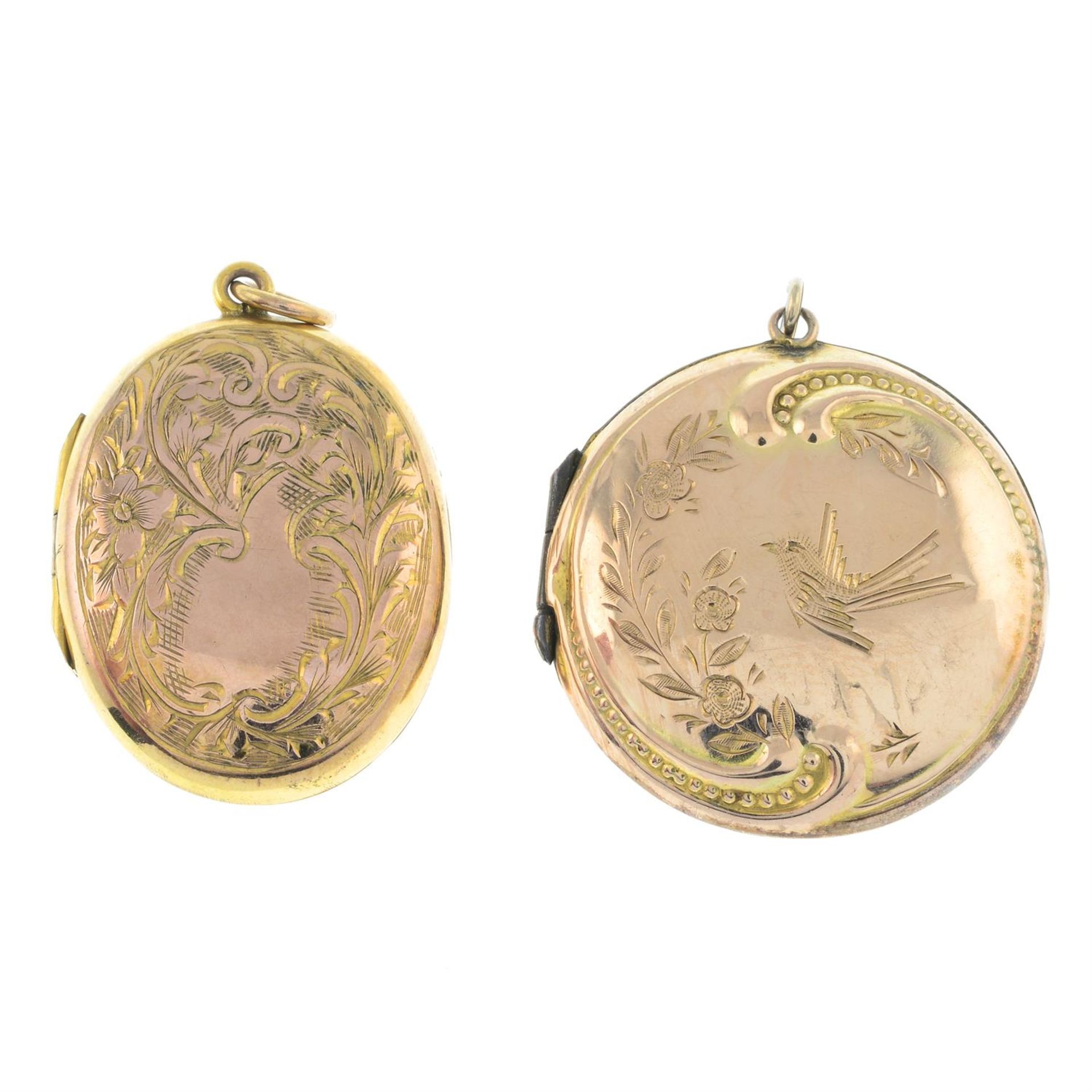 Two early 20th century 9ct gold front and back lockets.