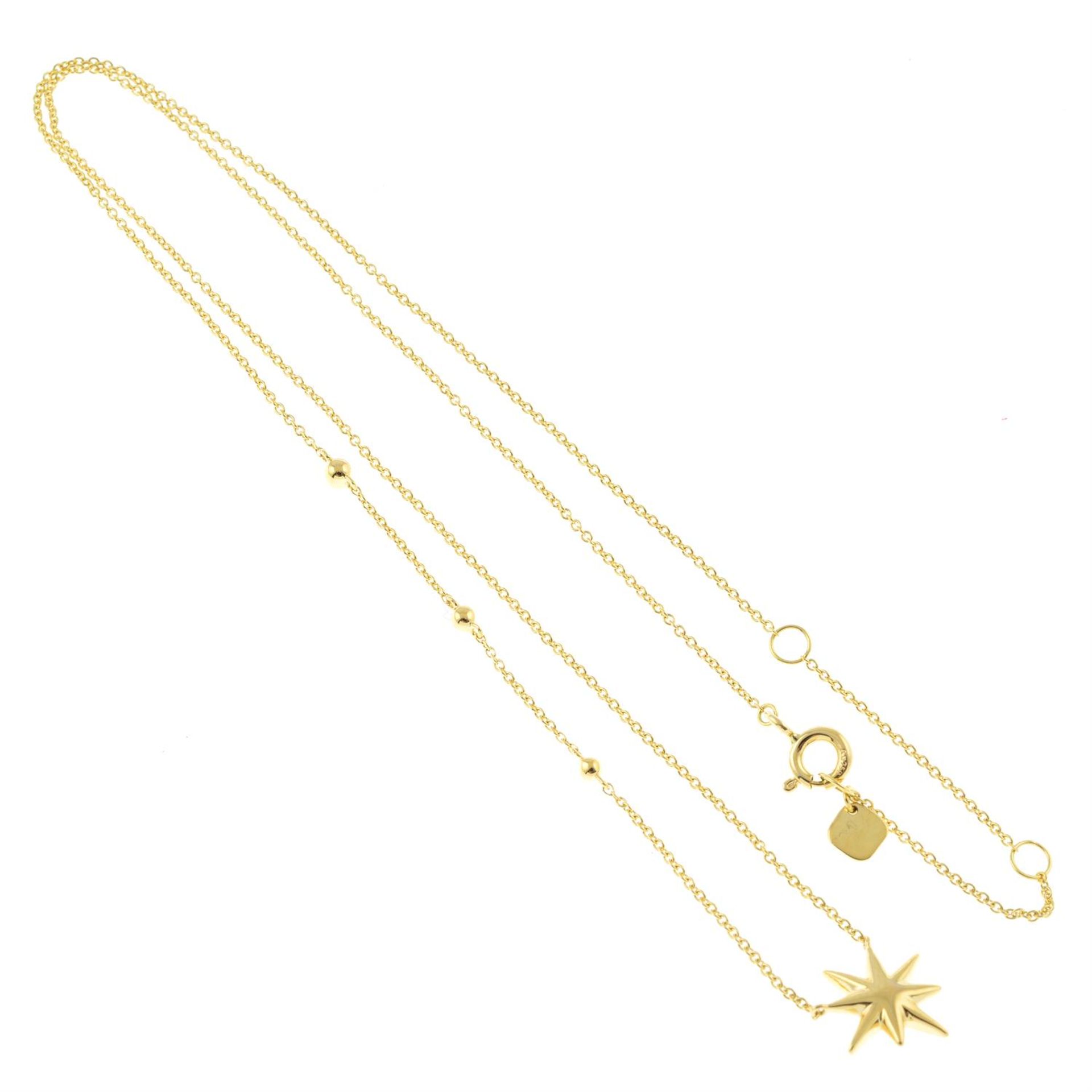 A trace-link necklace, with pave-set diamond start motif. - Image 2 of 2