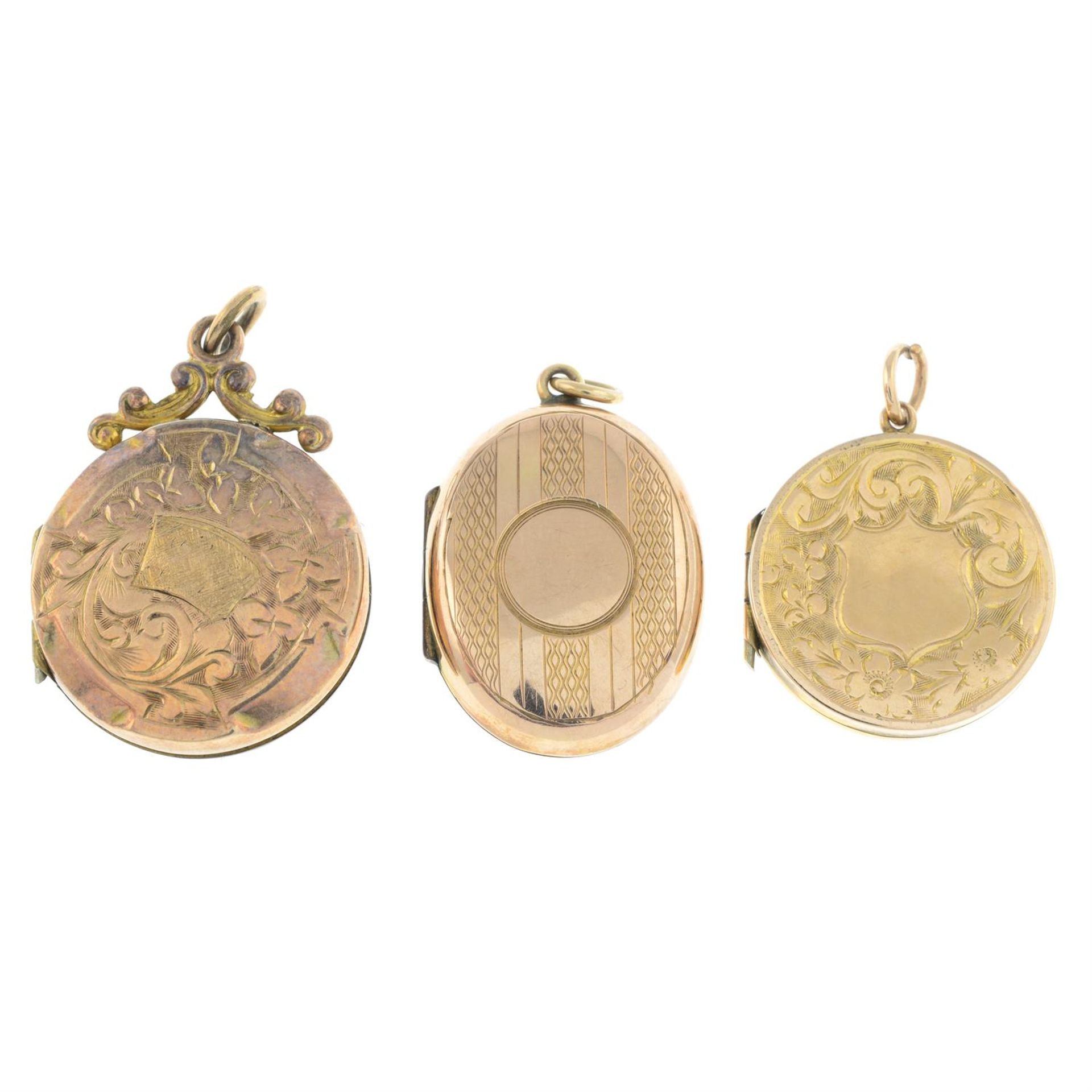 Three early 20th century 9ct gold Back & Front locket pendants.