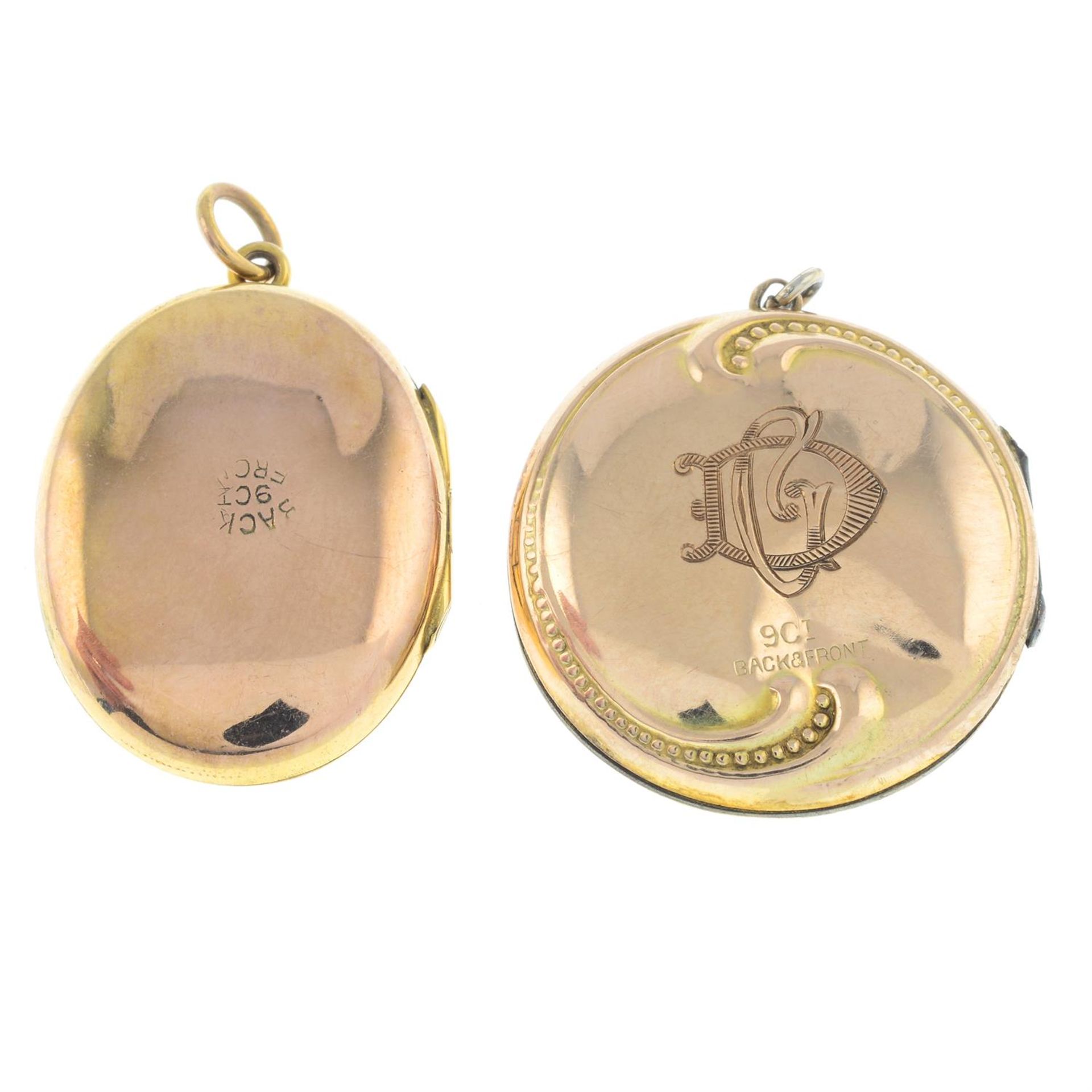 Two early 20th century 9ct gold front and back lockets. - Bild 2 aus 2