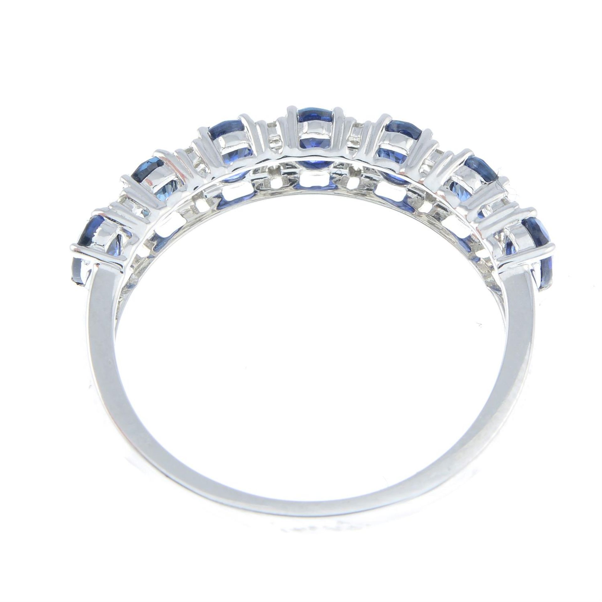 An 18ct gold sapphire and diamond half eternity ring. - Bild 2 aus 2