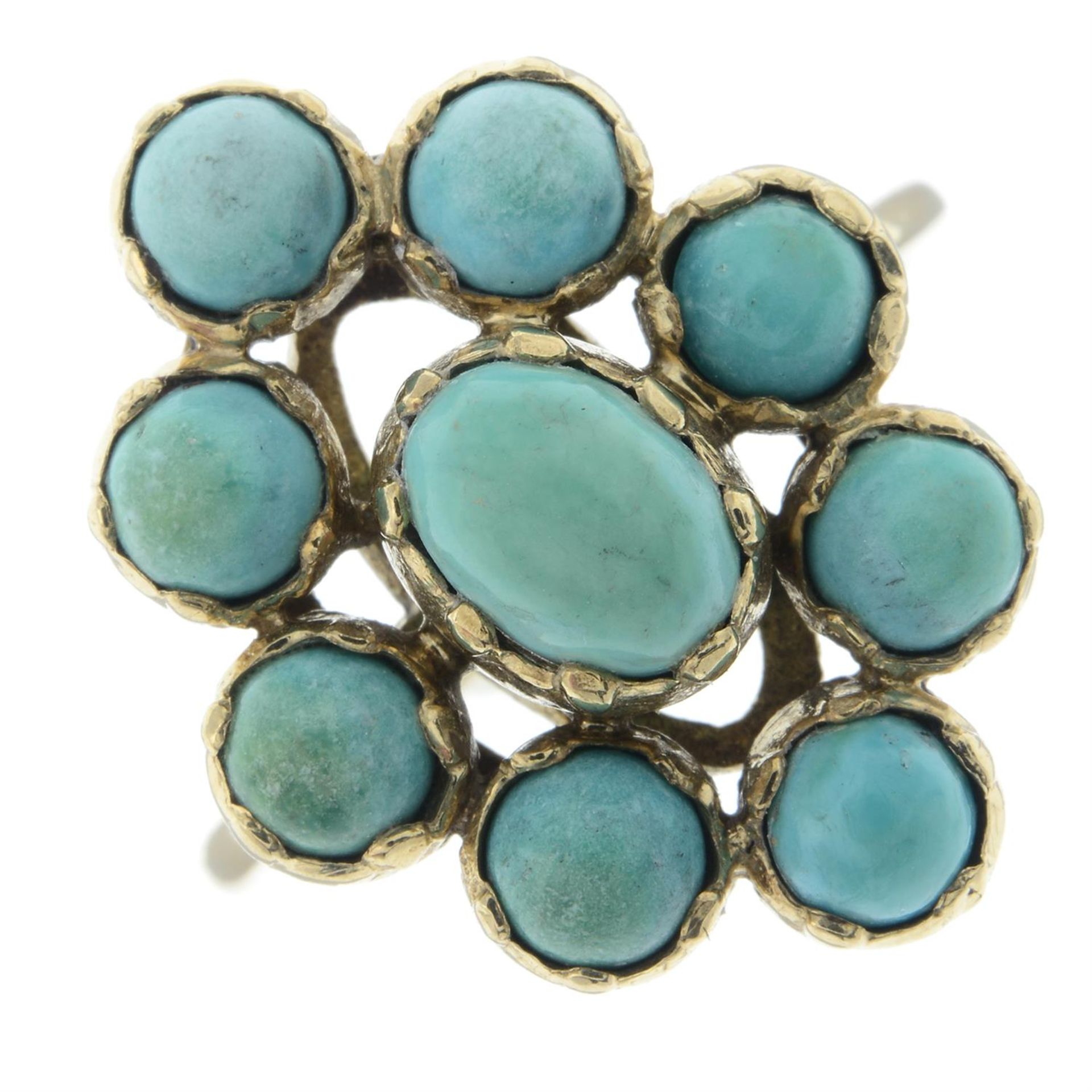 A 9ct gold turquoise cluster ring.