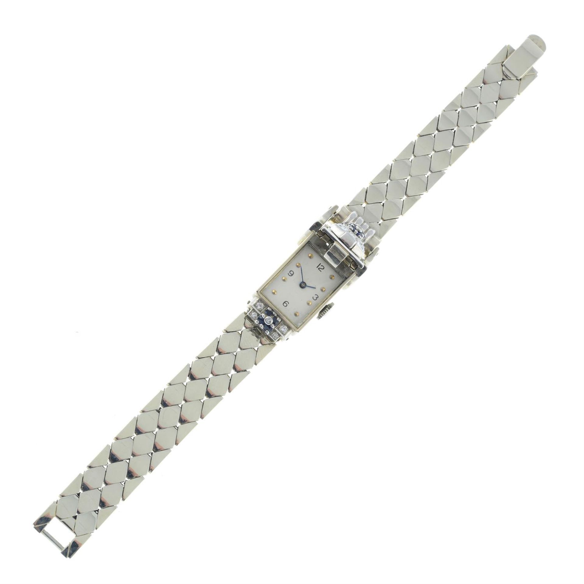 A lady's mid 20th century 14ct gold sapphire and diamond cocktail watch. - Image 2 of 2