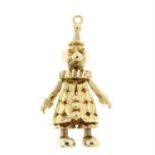 A 9ct gold articulated clown pendant.