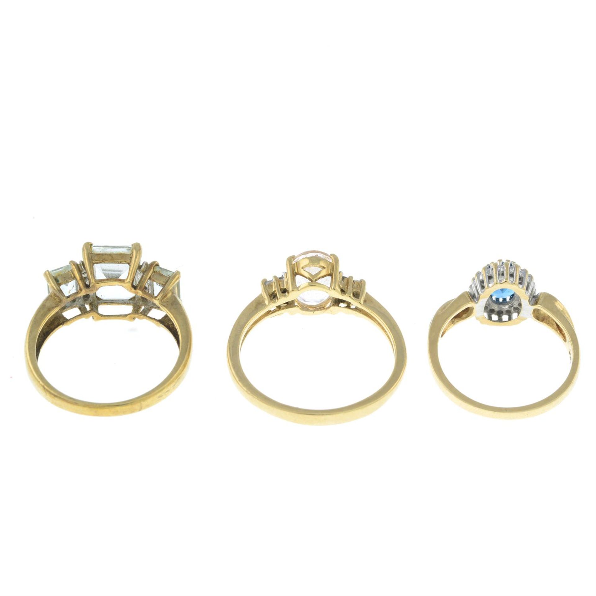 Three 9ct gold gem-set rings. - Image 2 of 2