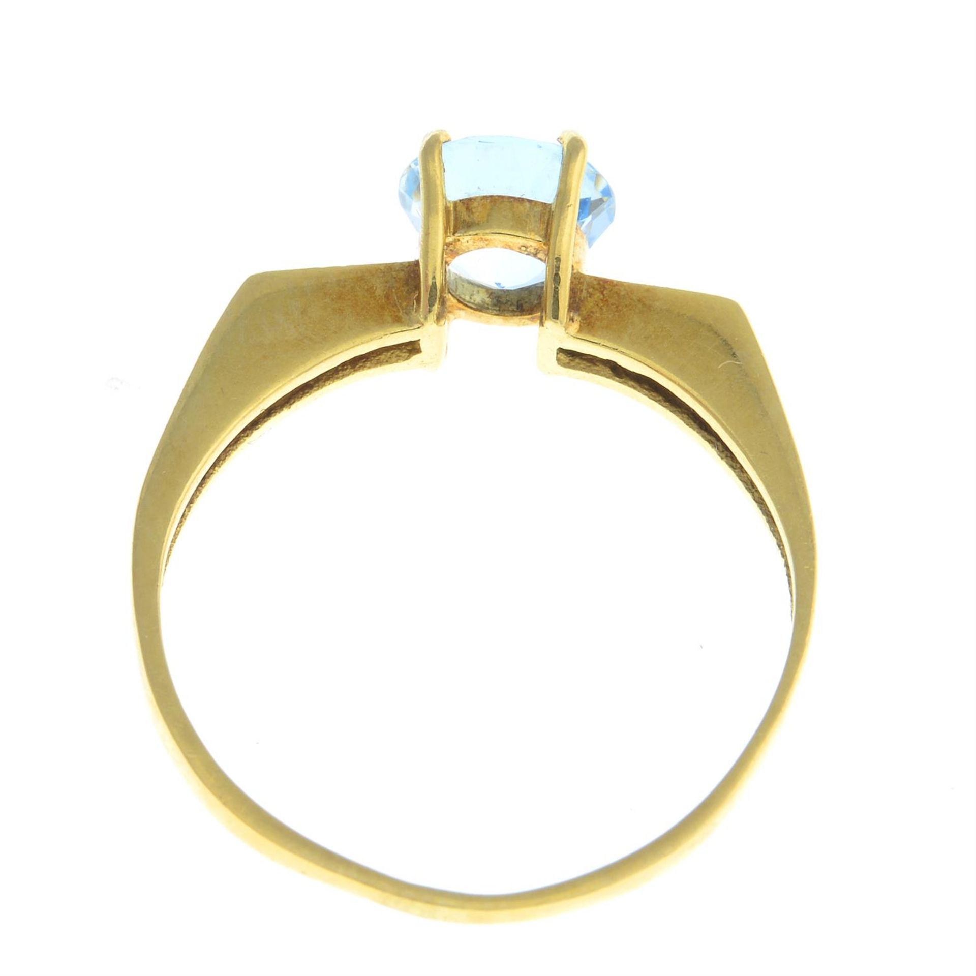 An aquamarine and single-cut diamond ring. - Image 2 of 2