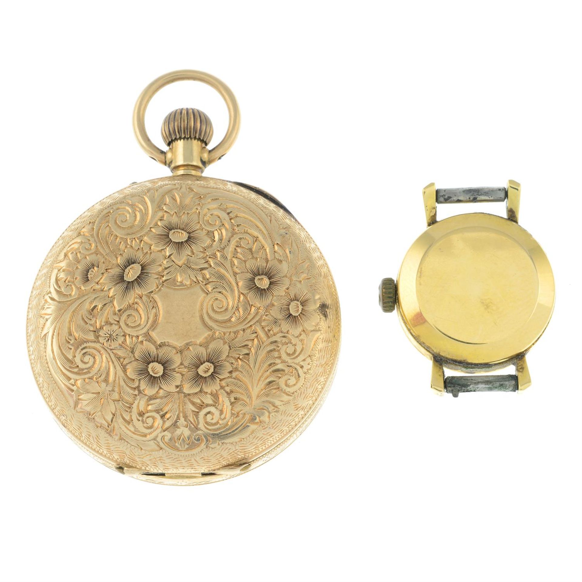 A lady's watch head, by Omega and an early 20th century 12ct gold pocket watch. - Image 2 of 2