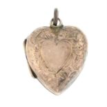 An early 20th century 9ct gold floral heart-shape pendant.