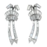 A pair of mid 20th century platinum vari-cut diamond earrings, circa 1950.