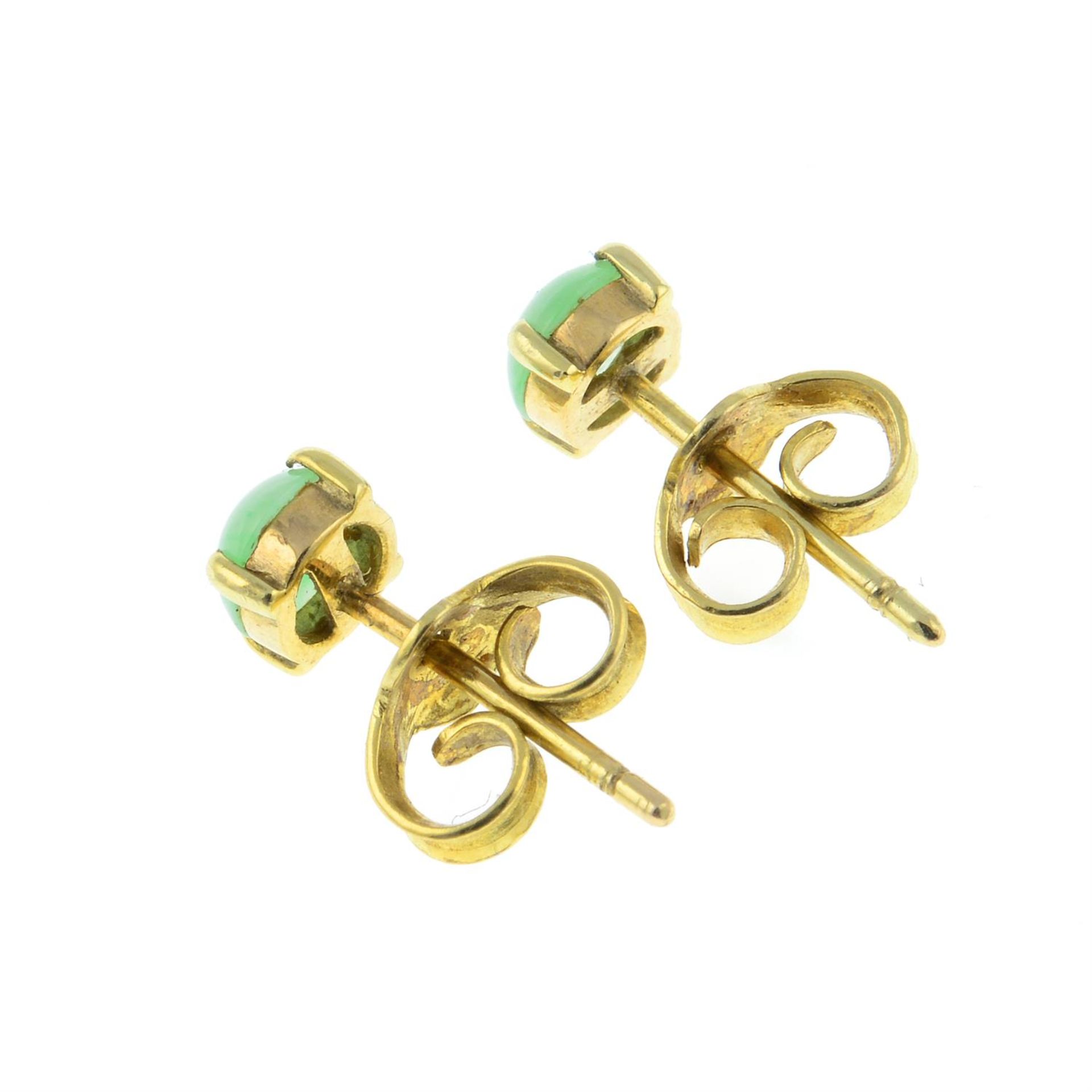 A pair of jade stud earrings. - Image 2 of 2