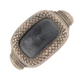 A Georgian gold mourning locket ring, with braided hair insert.