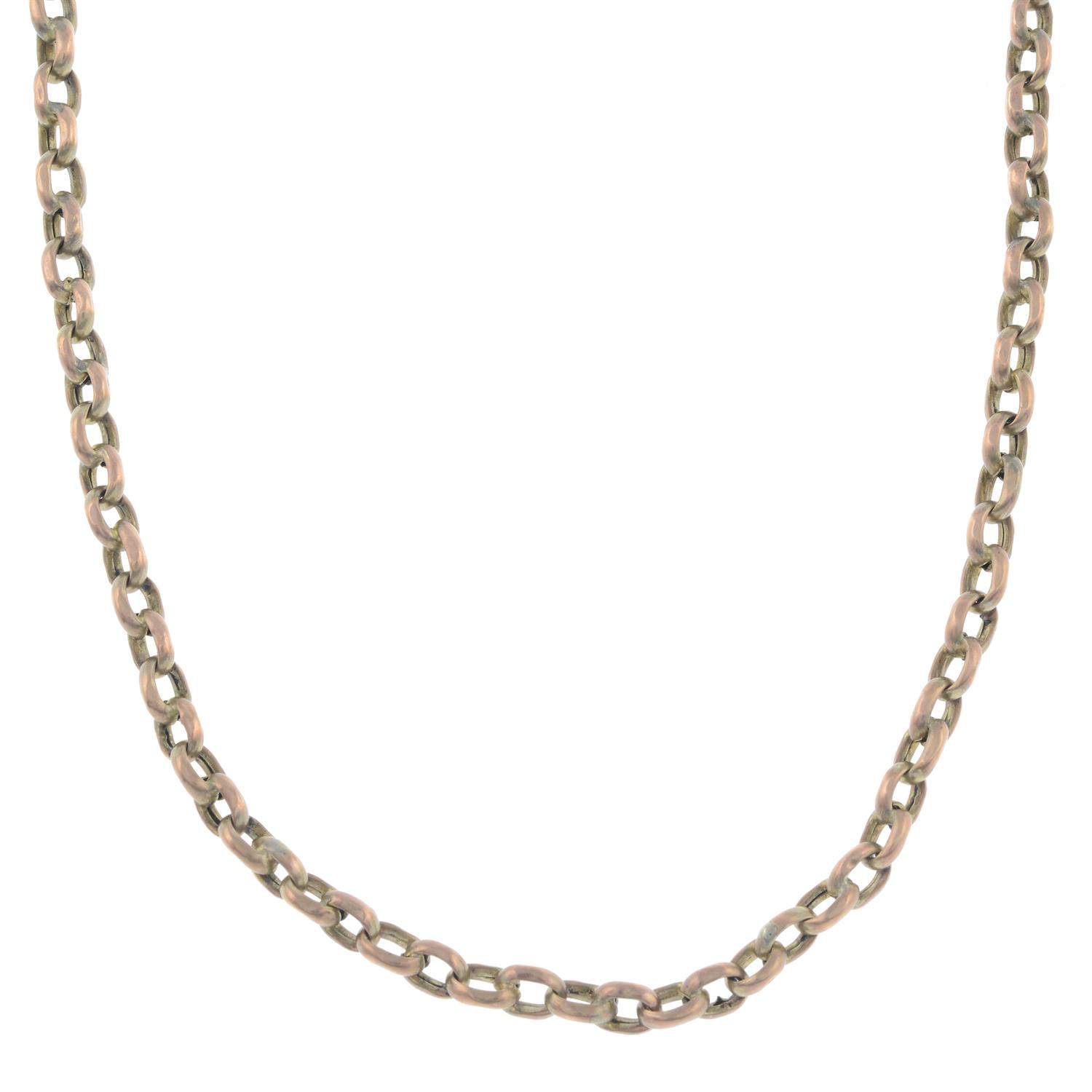 An early 20th century 9ct gold belcher-link necklace.