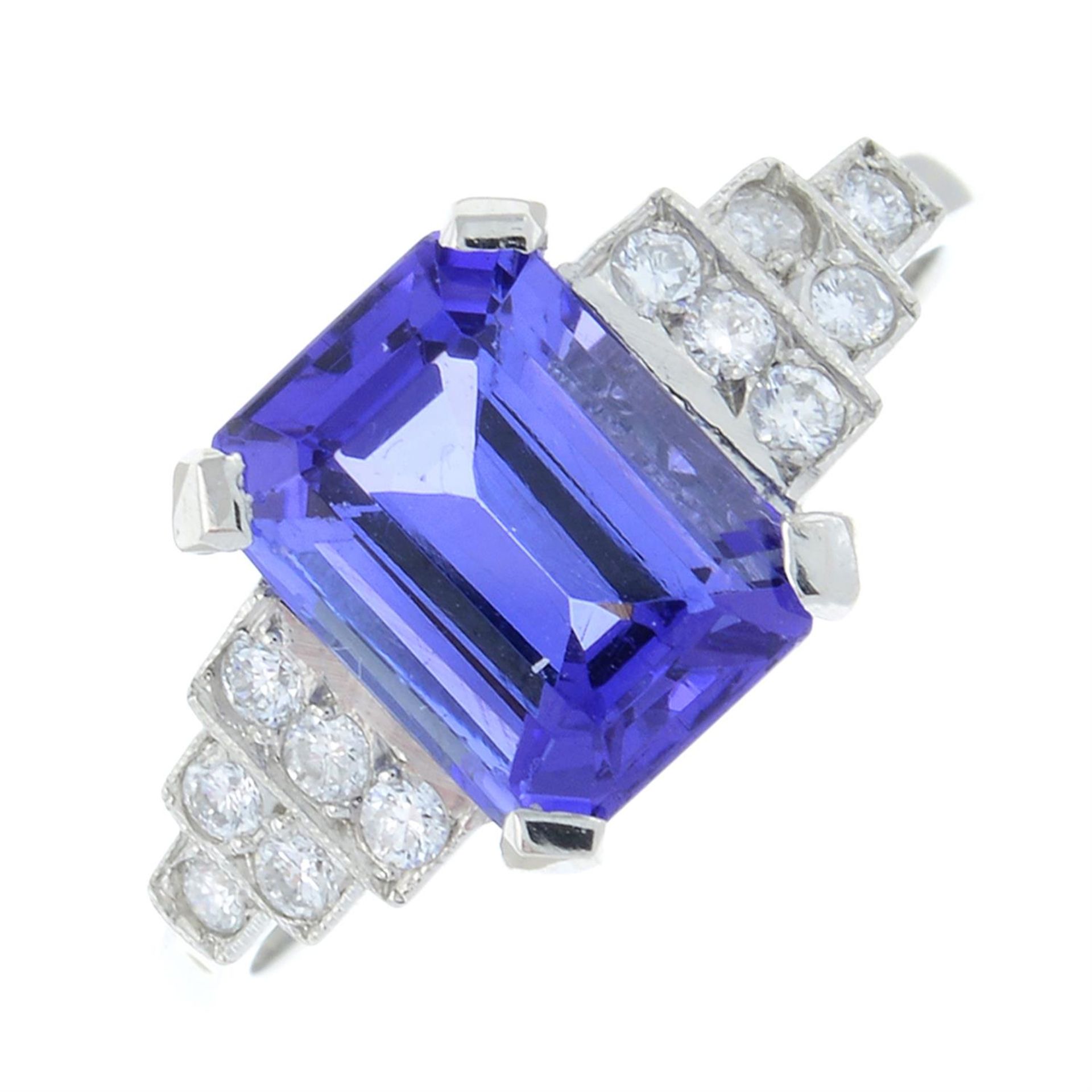 A tanzanite and diamond ring.