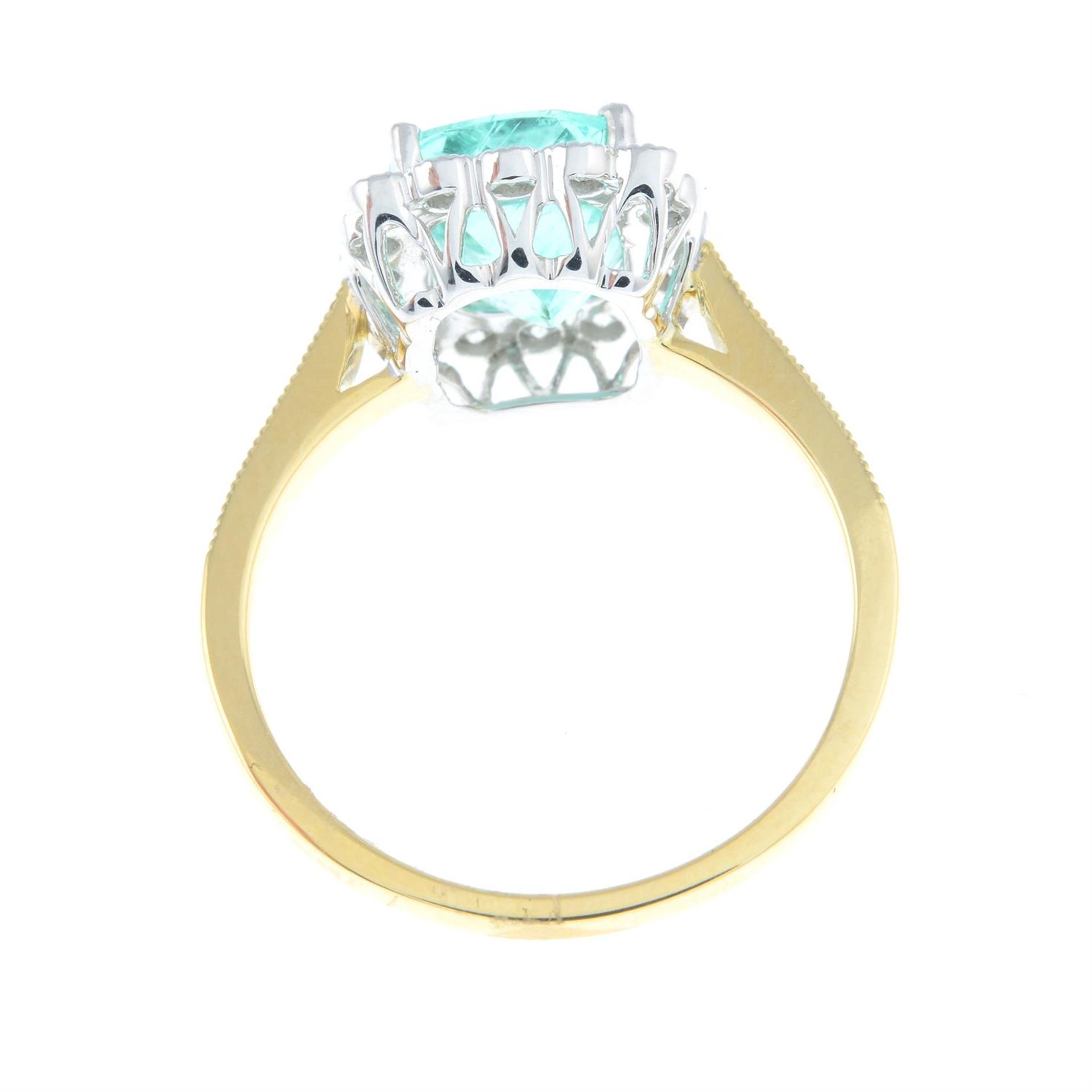 An 18ct gold emerald and diamond cluster ring. - Image 2 of 2