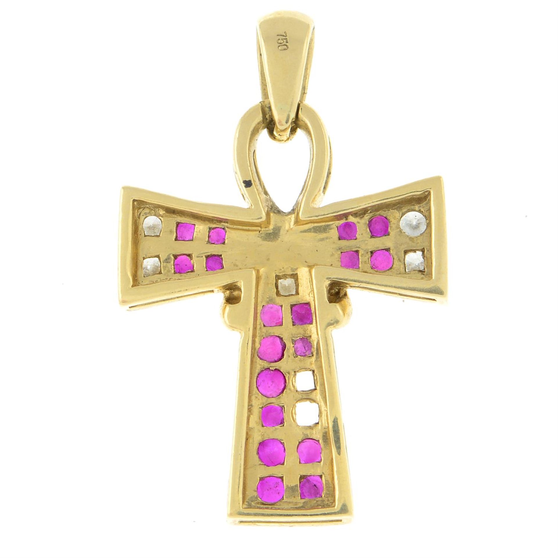 A ruby and diamond cross pendant. - Image 2 of 2
