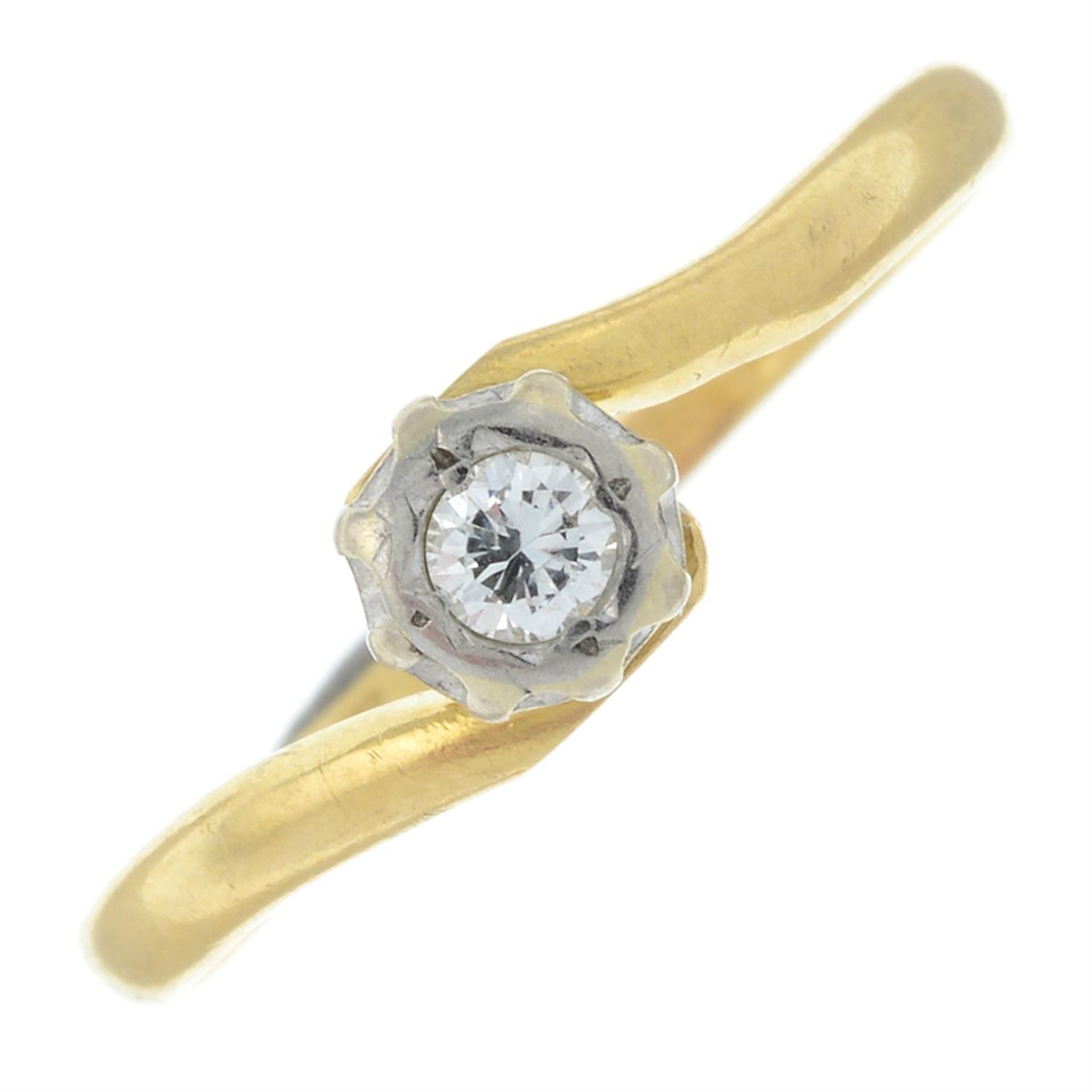 An 18ct gold brilliant-cut diamond single-stone ring.