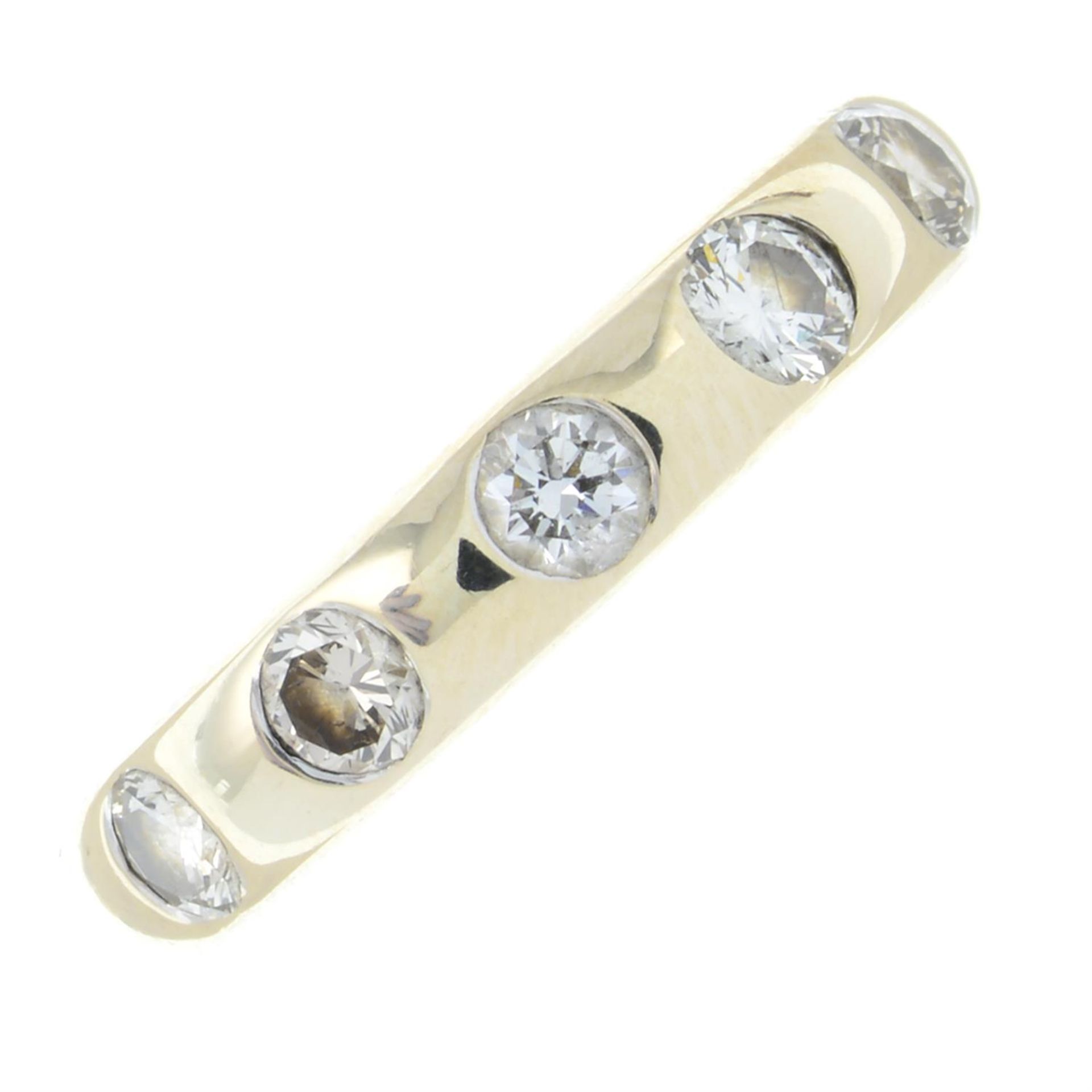 An 18ct gold brilliant-cut diamond five-stone ring.