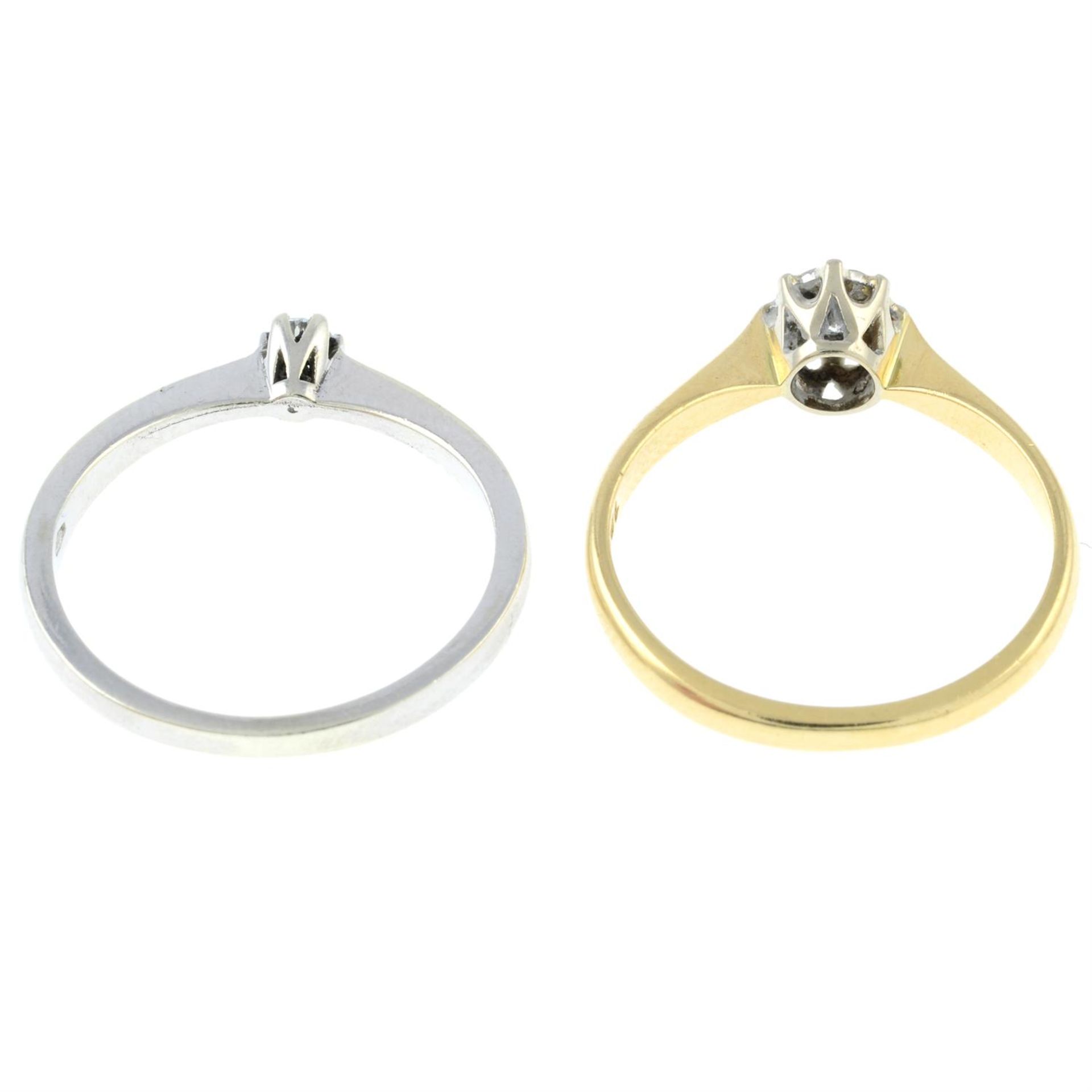 Two diamond single-stone rings. - Image 2 of 2