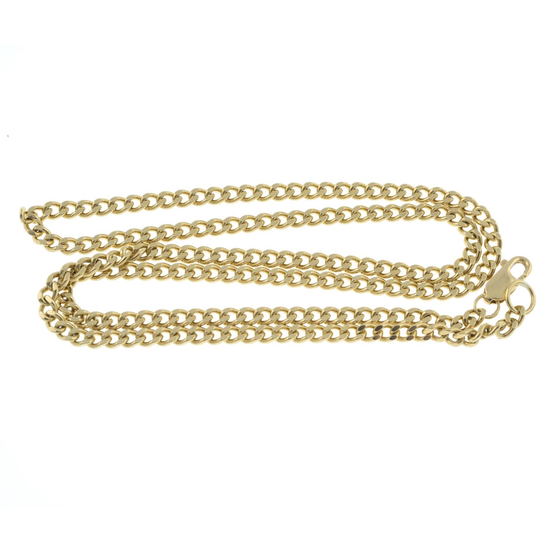 A 9ct bicolour gold figaro-link necklace. - Image 2 of 2