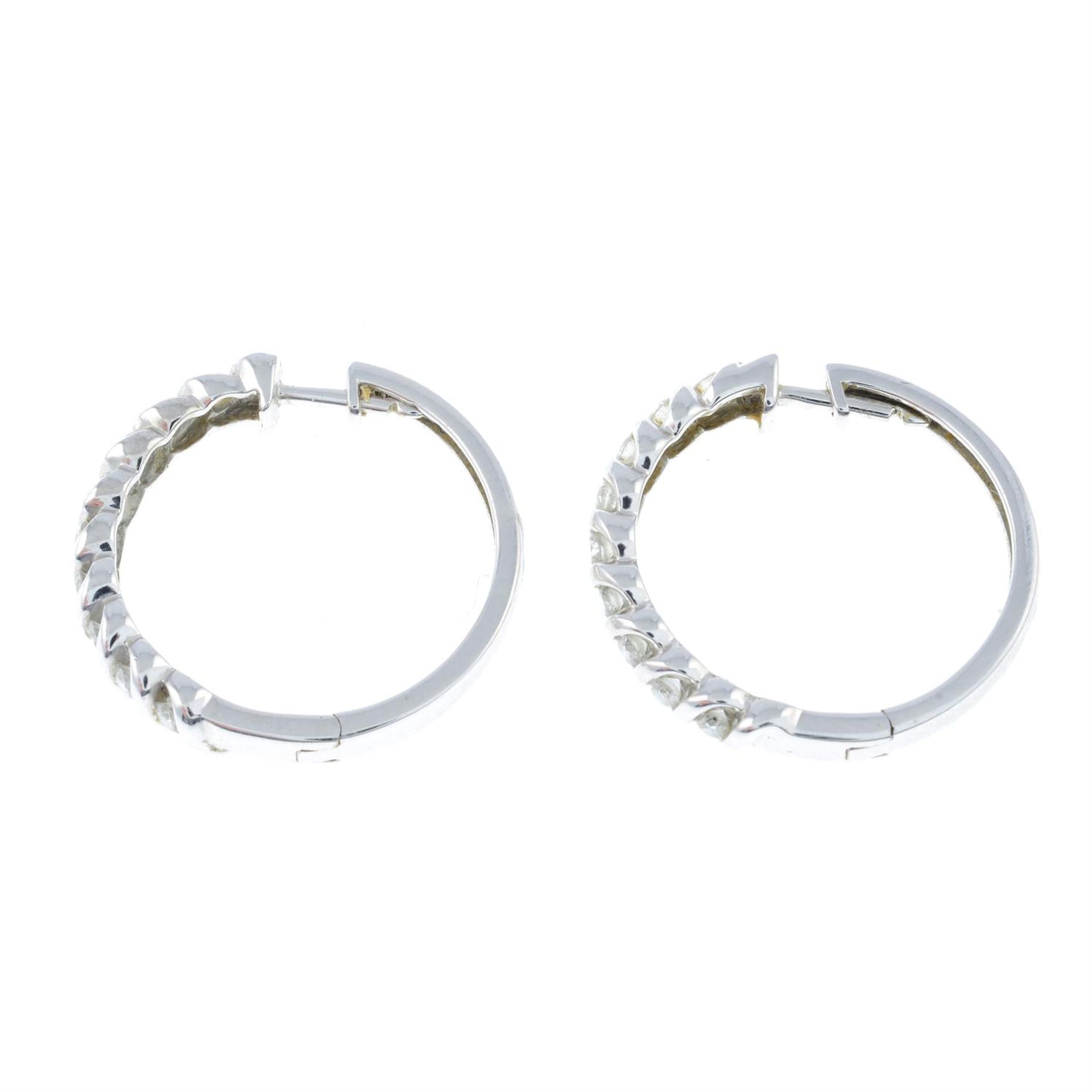 A pair of brilliant-cut diamond hoop earrings. - Image 2 of 2