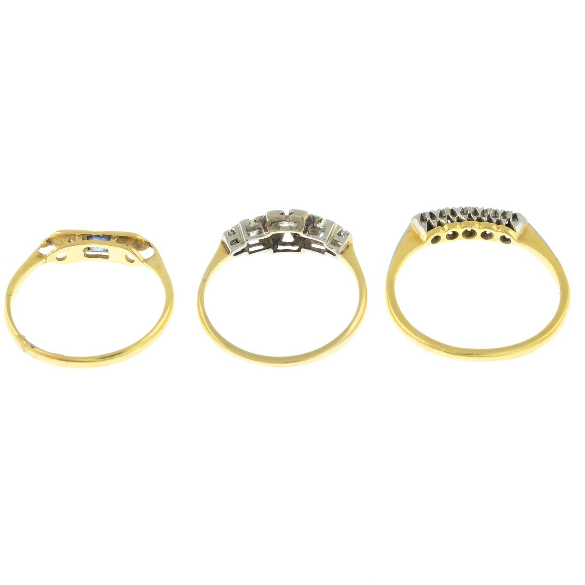 Three diamond set rings. - Image 2 of 2