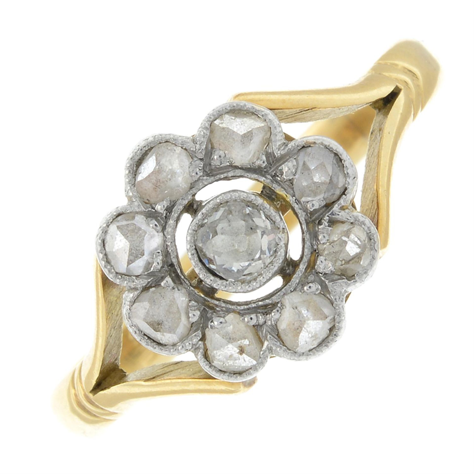 A vari-cut diamond floral cluster ring.