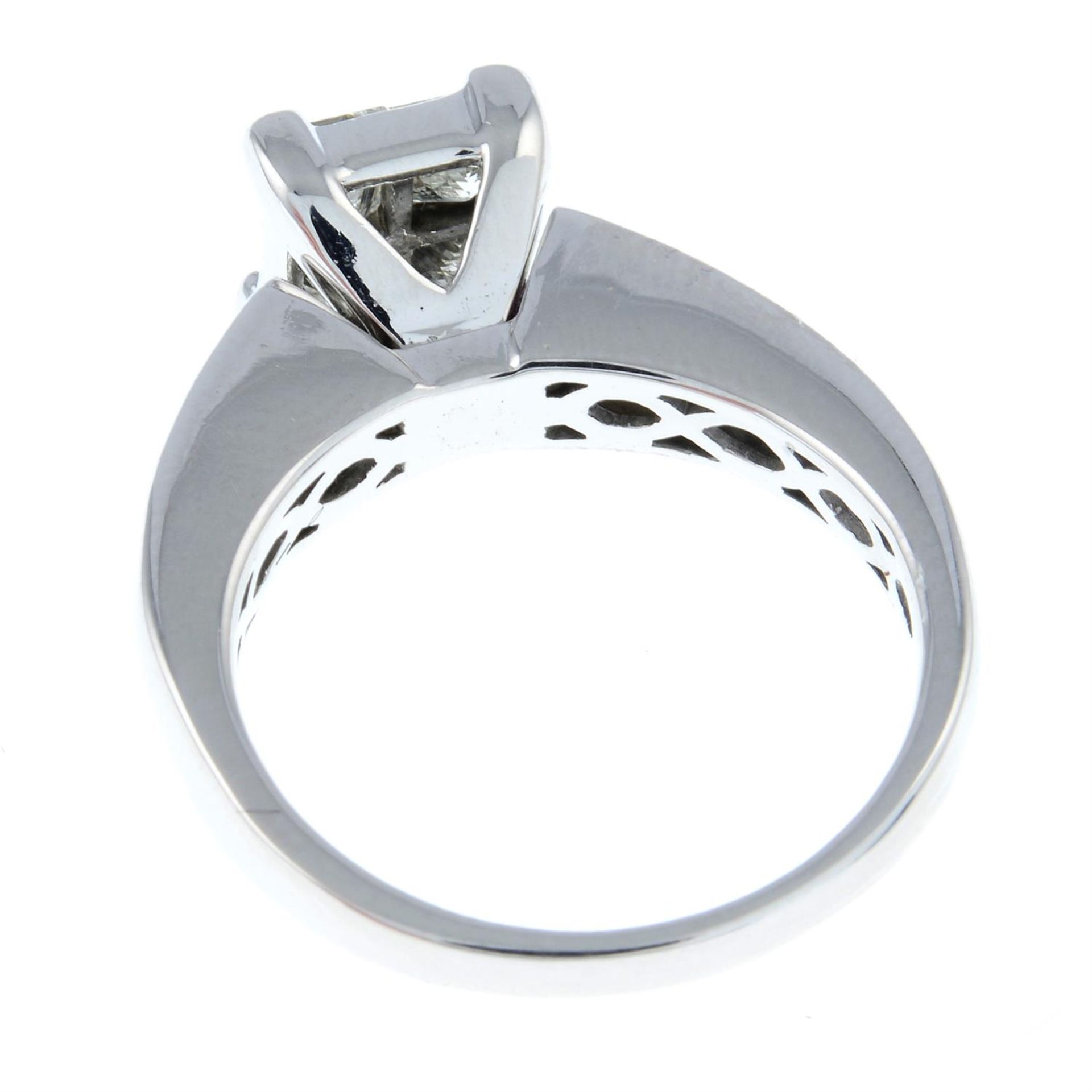 A square-shape diamond cluster ring, with diamond shoulders. - Image 2 of 3
