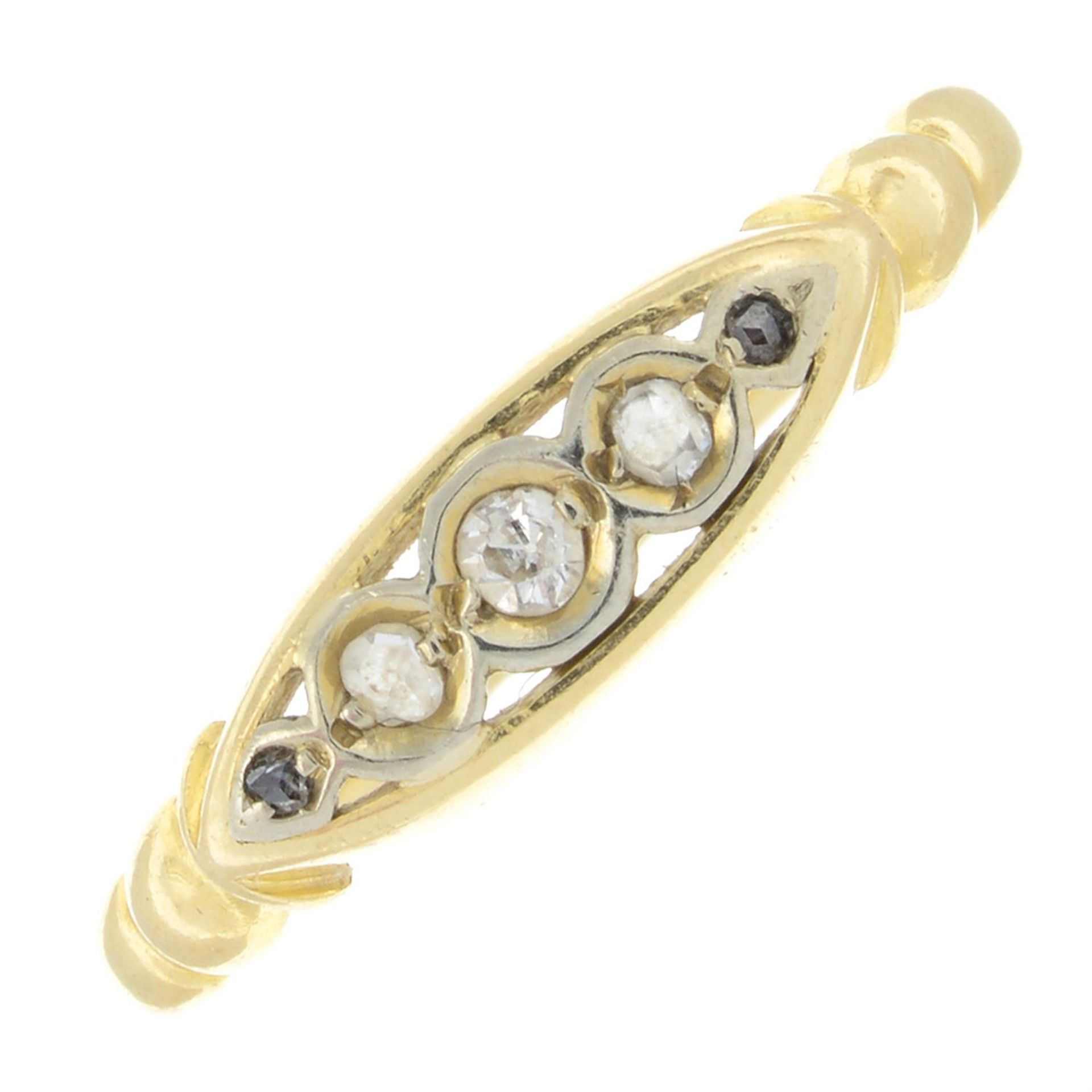 An early 20th century gold old and rose-cut diamond five-stone ring.
