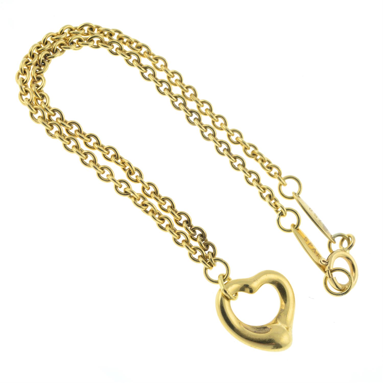 An 'Open Heart' charm, on trace-link chain, by Elsa Peretti, for Tiffany & Co. - Image 2 of 2