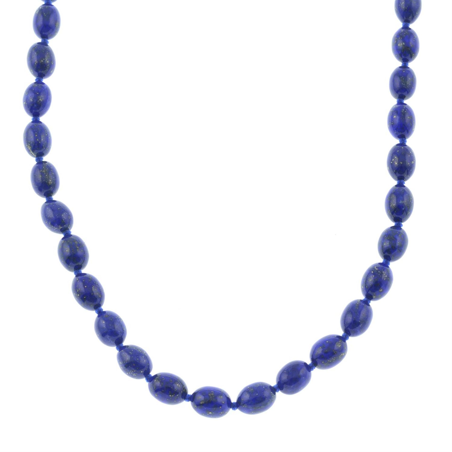 A lapis lazuli bead necklace.