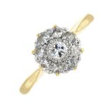 An early to mid 20th century 18ct and platinum vari-cut diamond cluster ring.