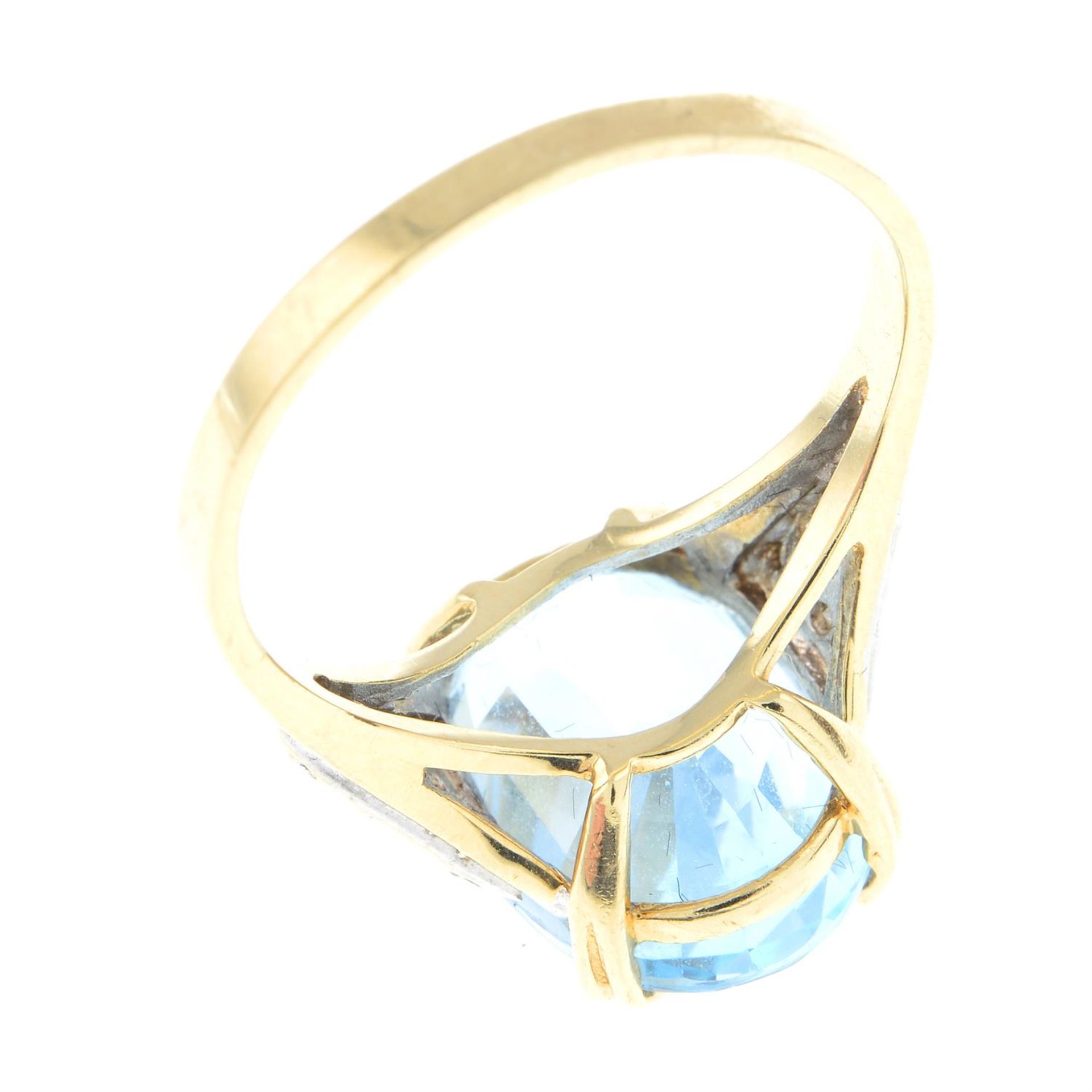 A blue topaz and diamond dress ring. - Image 2 of 2