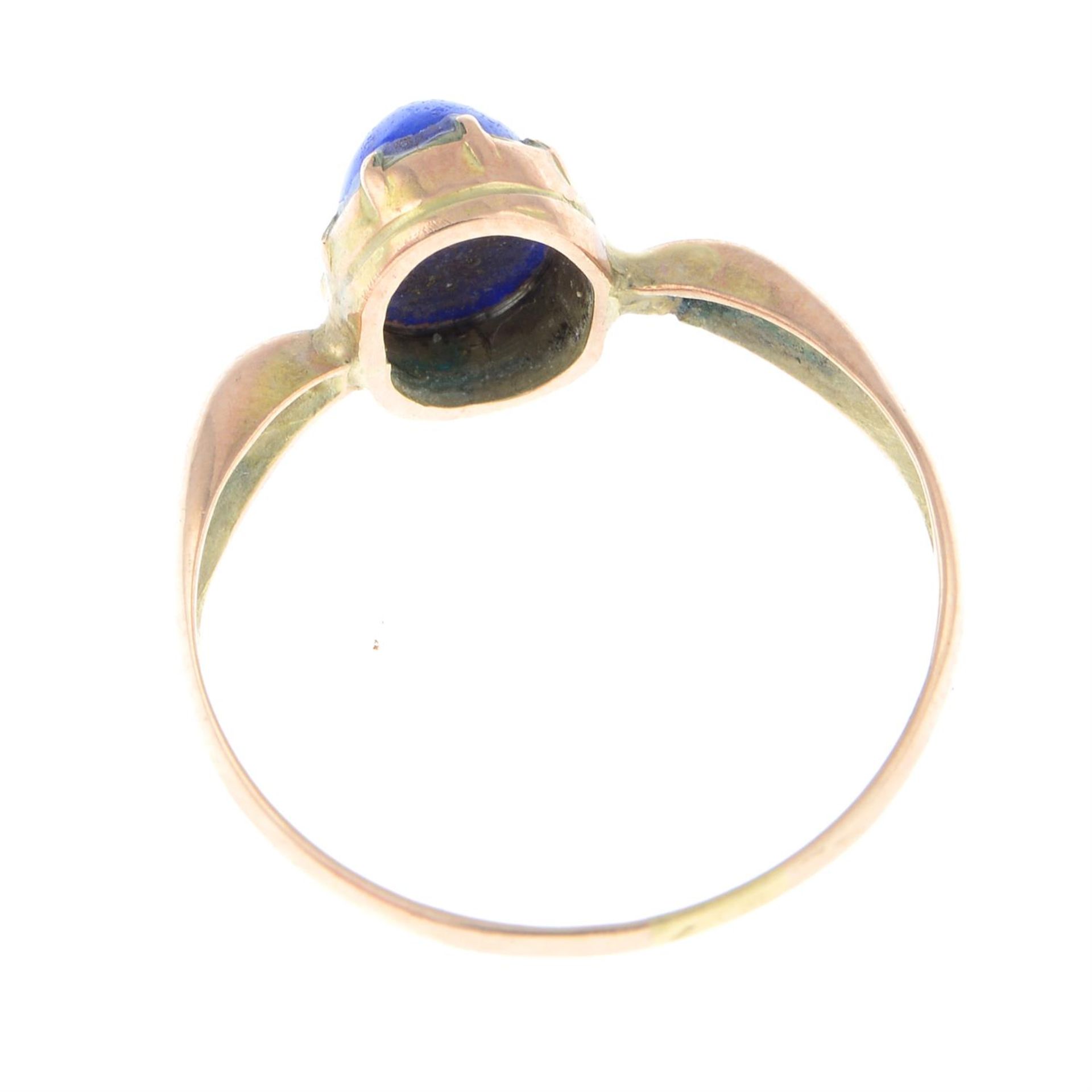 An early 20th century 9ct gold lapis lazuli single-stone ring. - Image 2 of 2