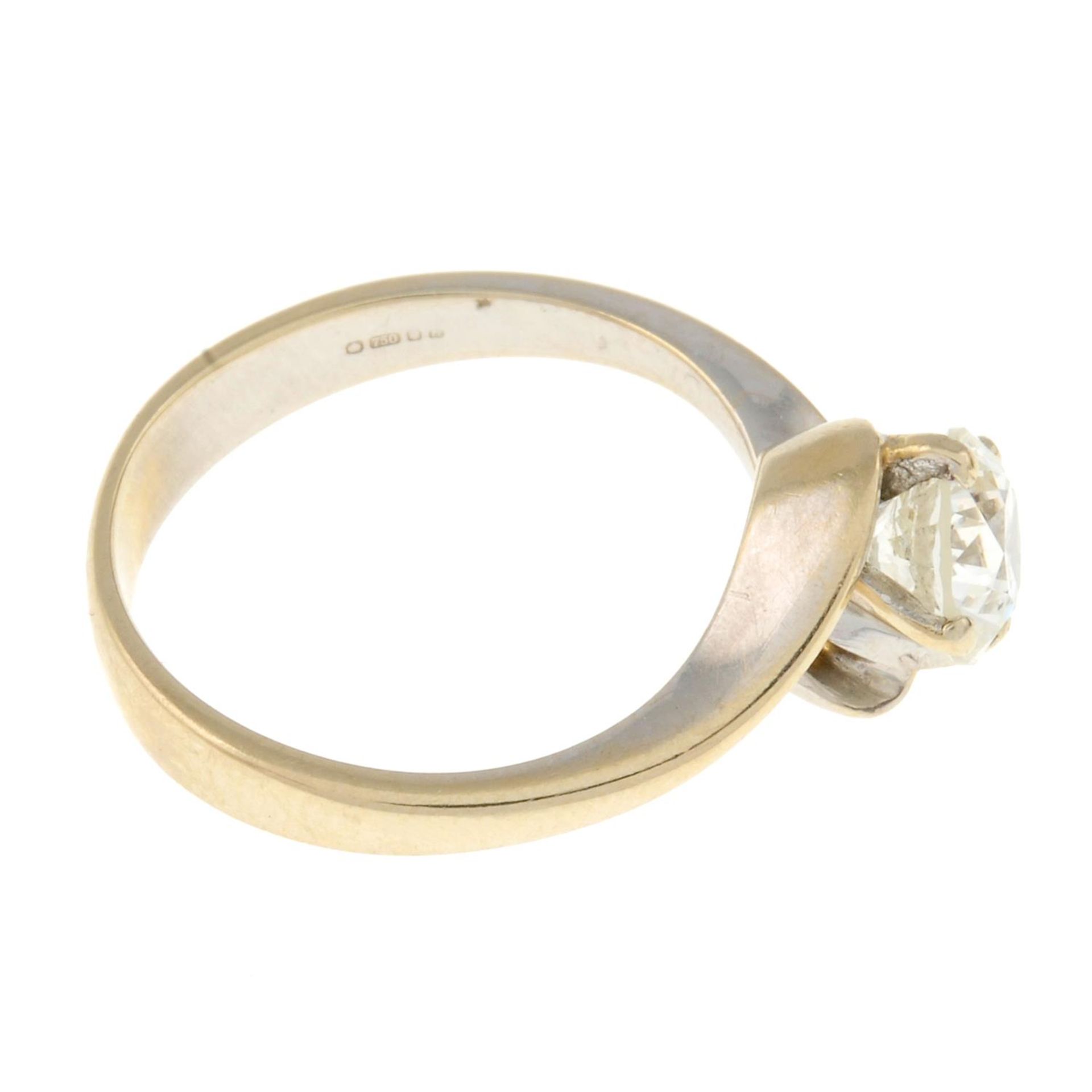 An 18ct gold brilliant-cut diamond single-stone crossover ring. - Image 3 of 4