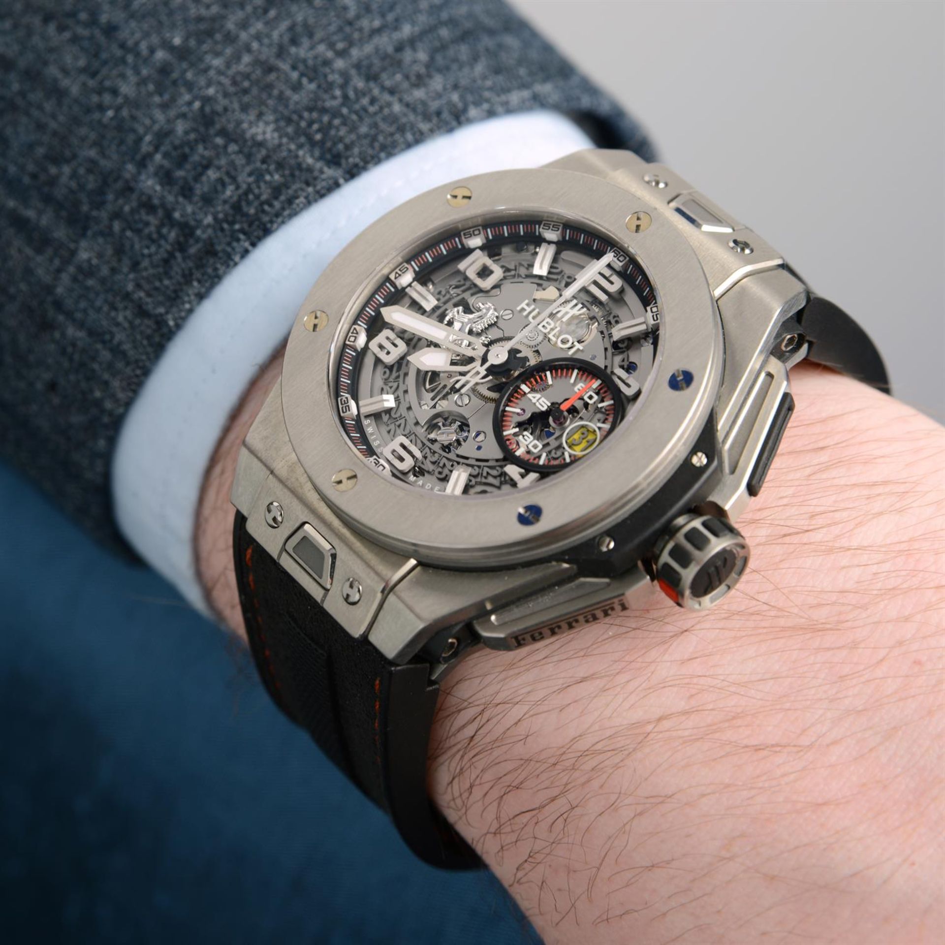 HUBLOT - a limited edition bi-material Big Bang Ferrari Unico wrist watch, 49mm. - Image 5 of 6