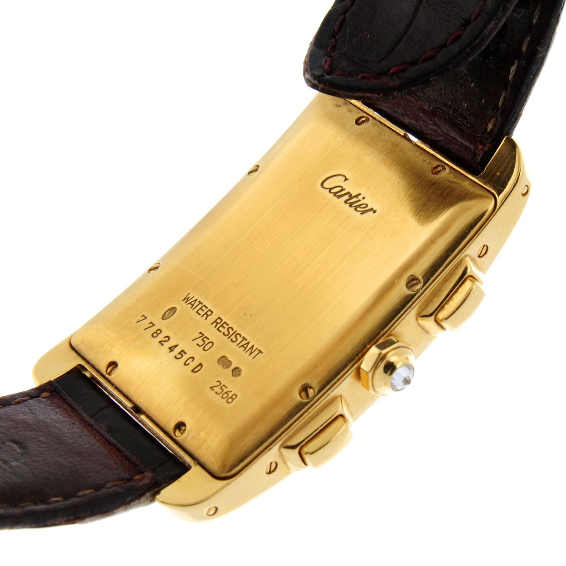 CARTIER - a factory diamond set 18ct gold Tank Américaine chronograph wrist watch, 27x37mm. - Image 4 of 5