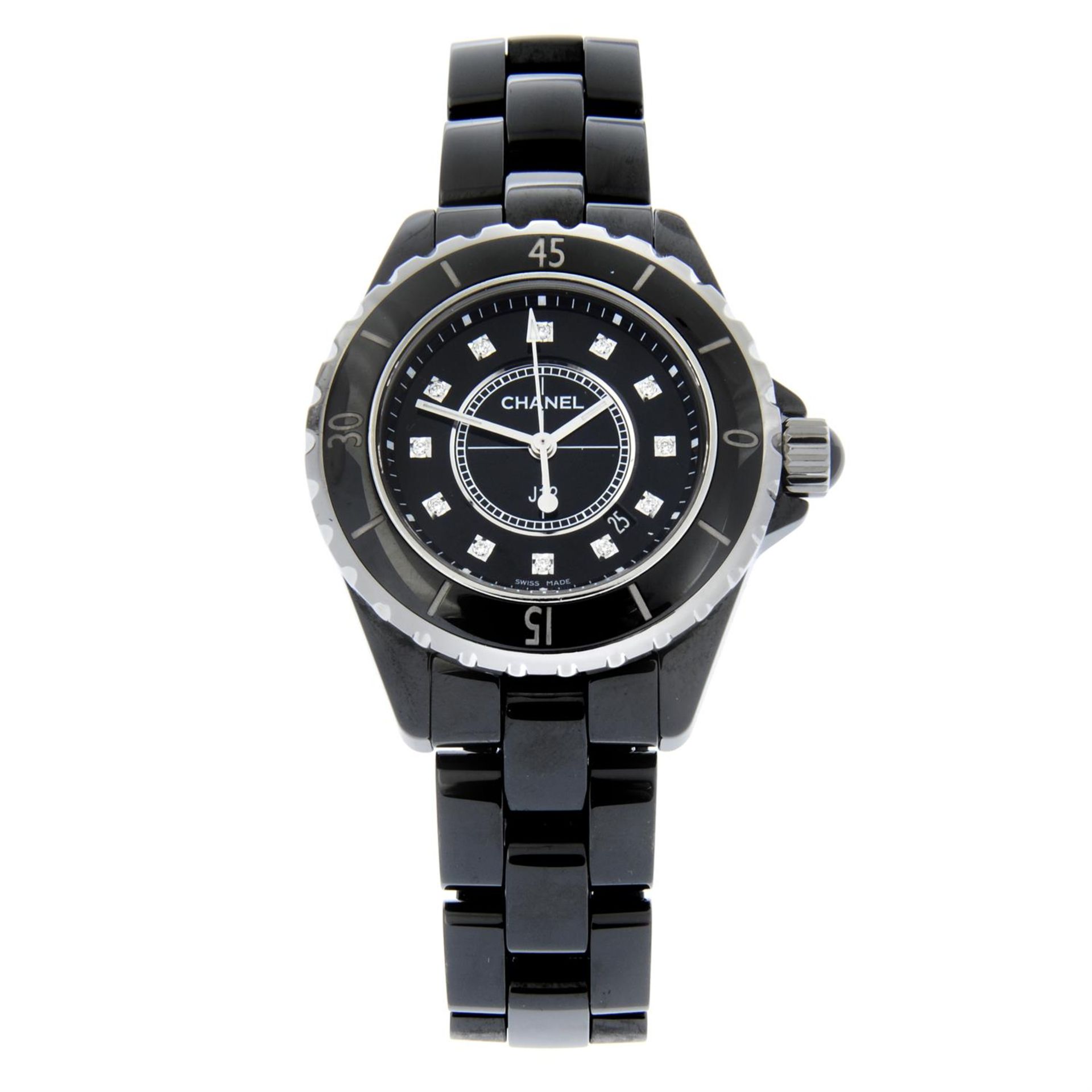 CHANEL - a ceramic J12 bracelet watch, 34mm.