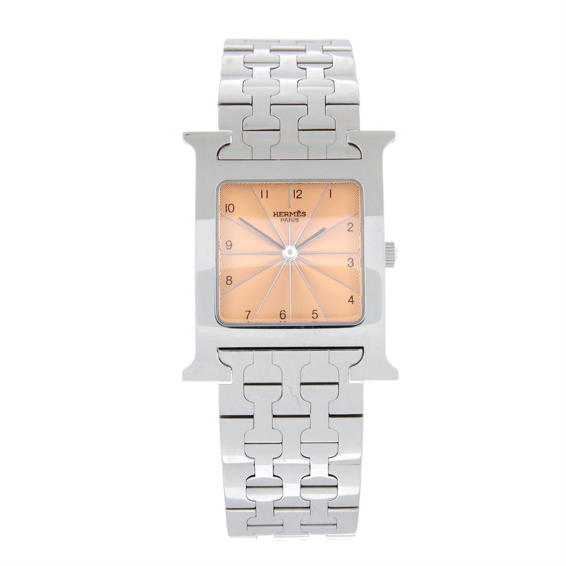 HERMÈS - a stainless steel Heure bracelet watch, 26x26mm.