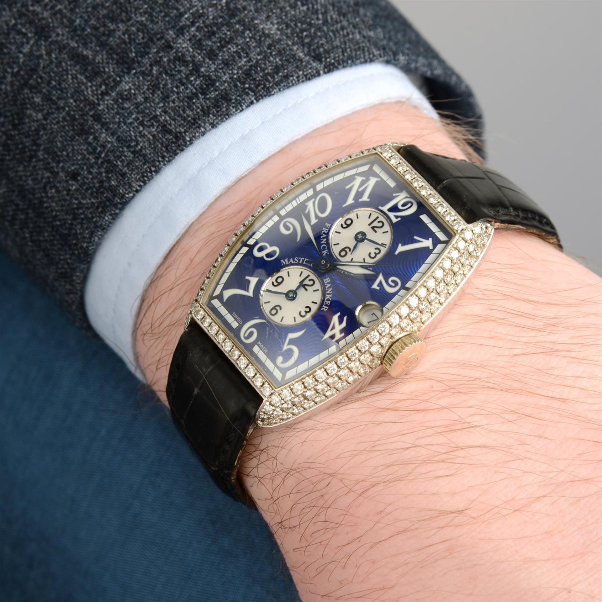 FRANCK MULLER - an 18ct white Master Banker wrist watch, 32x38mm. - Bild 5 aus 5