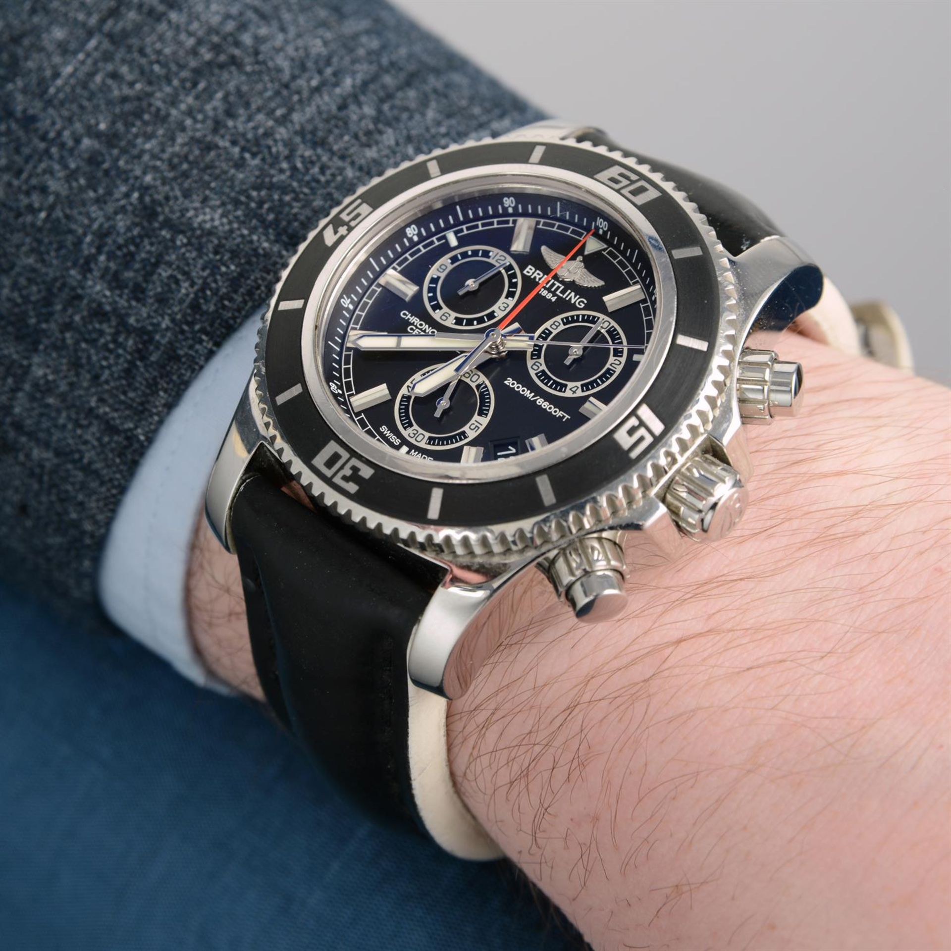 BREITLING - a stainless steel SuperOcean M2000 chronograph wrist watch, 46mm. - Image 5 of 5