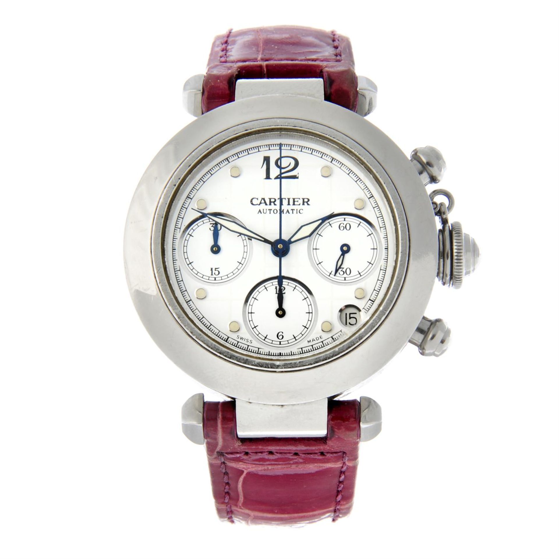 CARTIER - a stainless steel Pasha chronograph wrist watch, 36mm.
