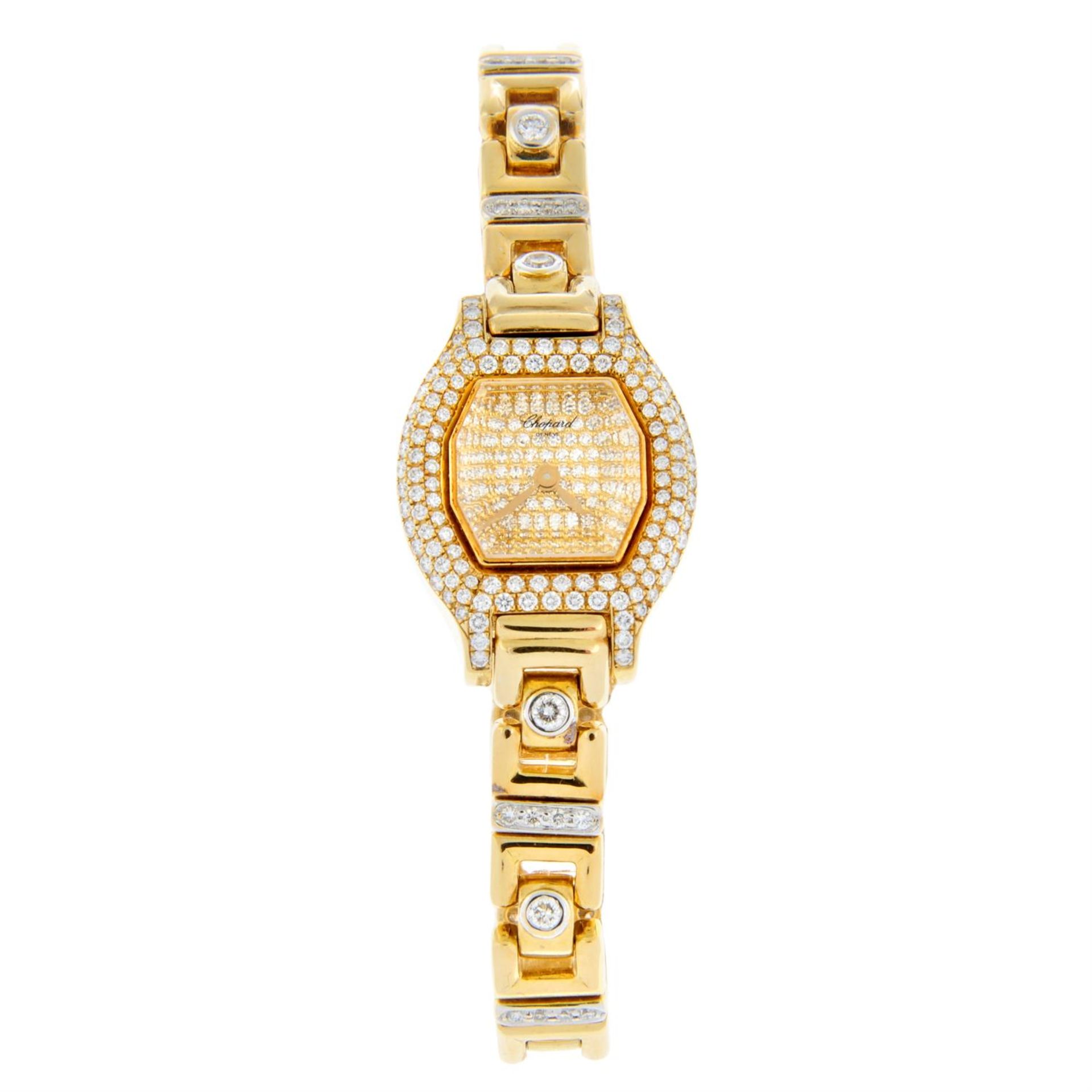 CHOPARD - a factory diamond set 18ct yellow gold bracelet watch, 20mm.