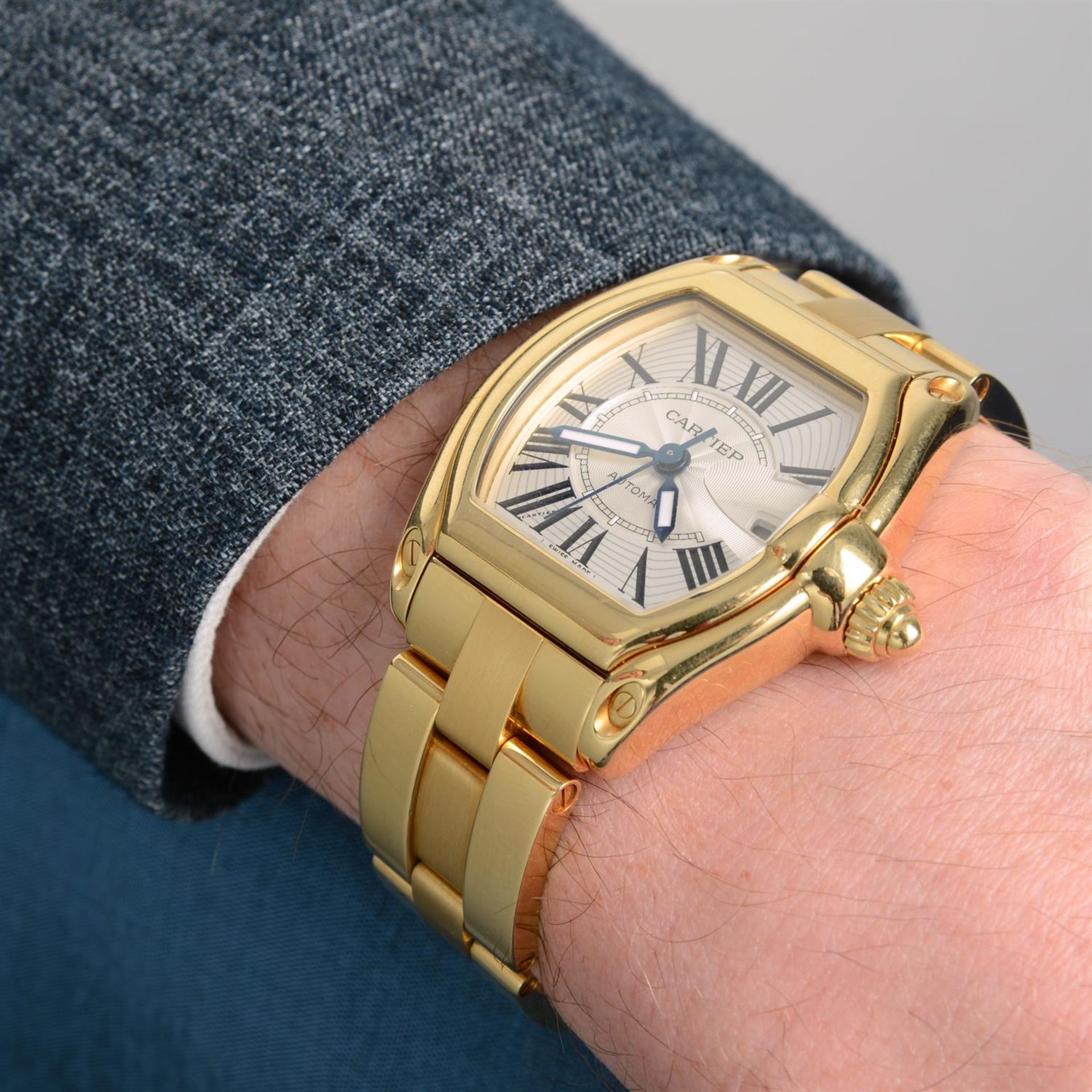 CARTIER - an 18ct yellow gold Roadster bracelet watch, 38mm. - Image 8 of 9