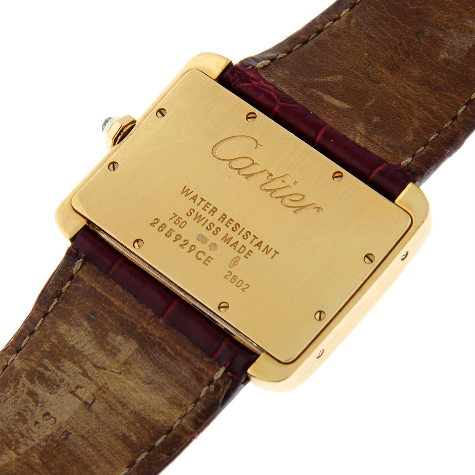 CARTIER - an 18ct yellow gold Tank Divan wrist watch, 38x24mm. - Bild 4 aus 5