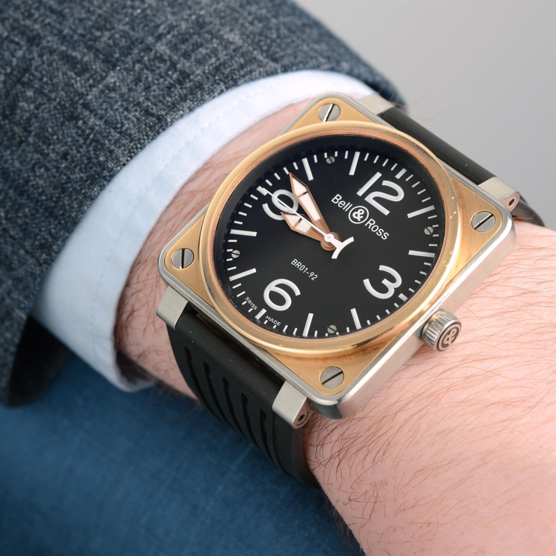 BELL & ROSS- a bi-metal BR01-92 wrist watch, 46.5mm. - Image 6 of 6