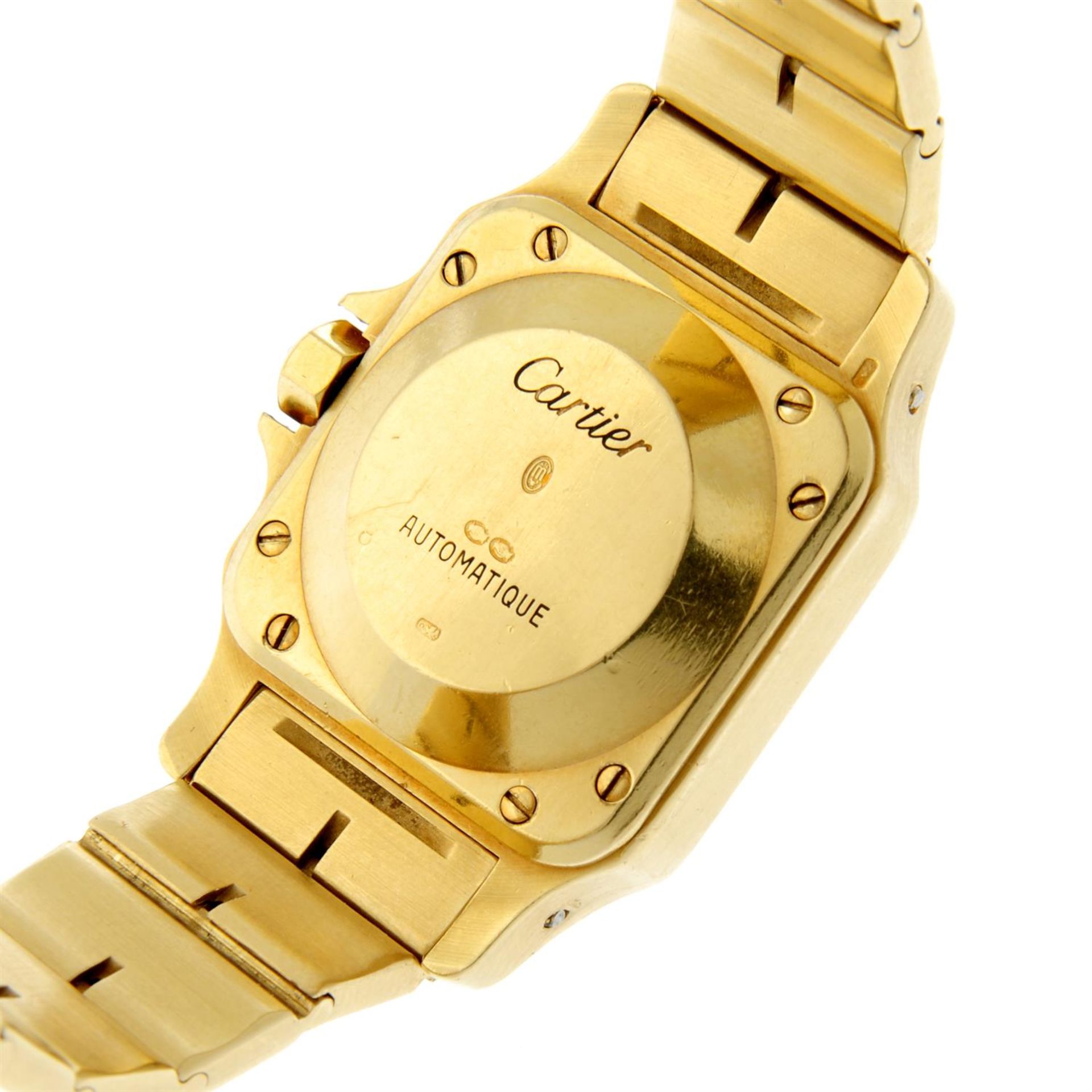 CARTIER - an 18ct gold diamond set Santos bracelet watch, 24mm. - Image 4 of 5