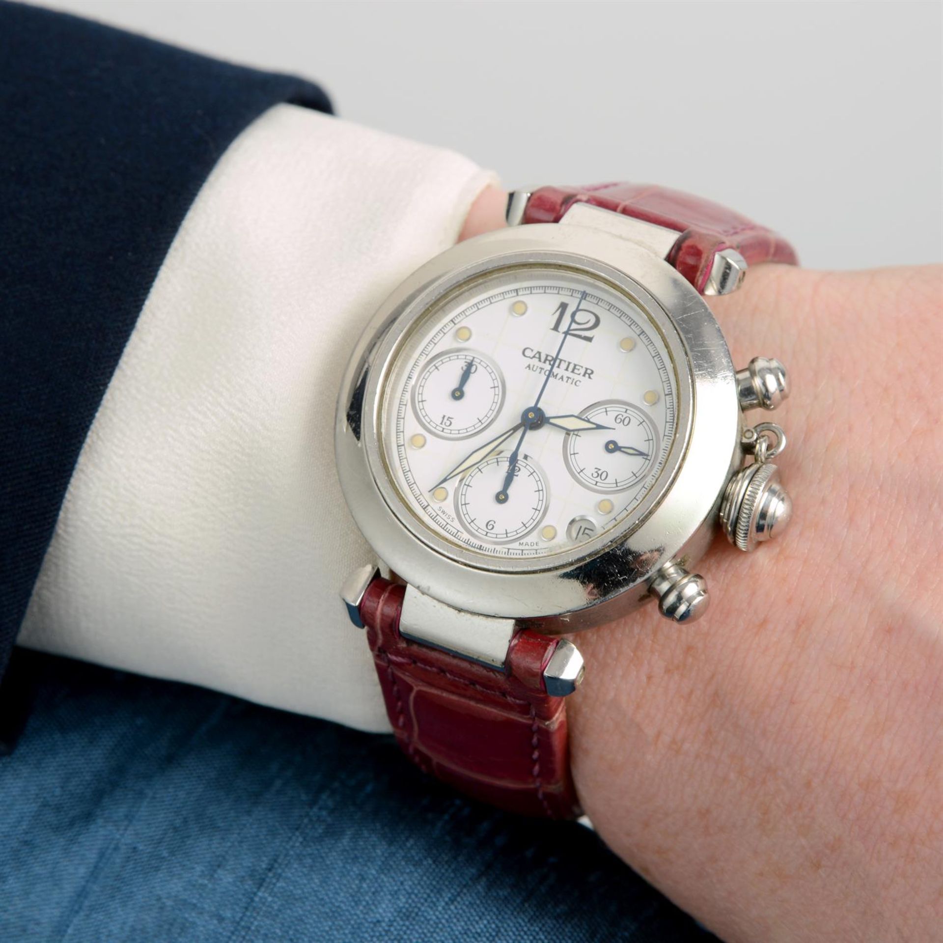 CARTIER - a stainless steel Pasha chronograph wrist watch, 36mm. - Image 5 of 5